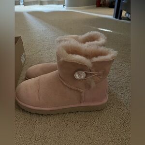 Women’s Pink UGG Mini Bailey Button Bling